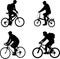 Bicyclists silhouettes set