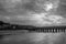 Bideford, on the River Torridge in North Devon, on a bad weather, rainy day in winter. Monochrome.