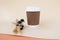 Bidegradable paper brown coffee cups with biodegradable white lids