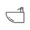 Bidet. Linear icon of oval basin used for washing. Black simple illustration. Contour isolated vector pictogram on white