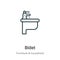 Bidet outline vector icon. Thin line black bidet icon, flat vector simple element illustration from editable furniture and