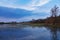 Biebrza Marshes, April landscape at sunset, early spring evening