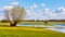 Biebrza river valley wetlands and nature reserve landscape in Burzyn village in Poland