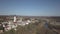 Biecz, Poland - 4 4 2019: Panorama of the ancient Polish city of Bech. Aerial photograph taken from a bird`s flight shot by a quad