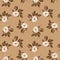 Biege vintage floral seamless pattern with white roses and leaves