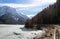 Biek path near the fantastic alpine lake called Lago di Predil i