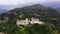 BIELLA, ITALY - JULY 7, 2018: aero View of beautiful Shrine, ancient temple complex, big castle, sanctuary located in