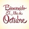 Bienvenido el mes de Octubre, Welcome October spanish text