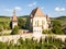 Biertan town and Biertan lutheran evangelical fortified church in Sibiu County, in Transylvania, Romania. Aerial view.