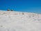 Bieszczady in winter. Cottages on the hillside