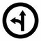 Bifurcation traffic sign icon