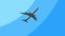 Big airliner flying across the sky 4K 3D cartoon animation. Immigration, leaving, travel concepts
