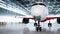 Big airplane in aircraft hangar