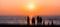 Big alien family silhouette meeting sunset abstraction