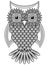 Big amusing cartoon ornate owl outline