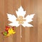 Big Autumn Sale Autumnal Maple Leaf triangle on a wooden background