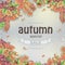 Big autumn sale with the image of autumn leaves, chestnuts, acorns and berries of Viburnum