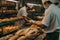 In a big bakery industry, baking bread in industrial