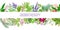 Big banner set of popular essential oil plants. Ornament with text aromatherapy