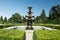 Big baroque water fountain in green Lednice Chateau garden