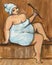 Big Beautiful Woman Enjoys the Sauna Steam Room Illustration