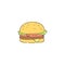 Big beef burger with vegetables, simple junk food cartoon drawing