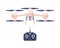 Big beige drone with five propellers and camera for making photo and video flat style