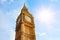 big ben against blue sunny background - heat wave in the UK