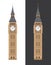 Big Ben clock tower flat illustration
