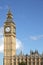 Big Ben clock tower London, Houses of Parliament, blue sky copy space, vertical