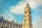 Big Ben and House of Parliament, London, UK, vintage style