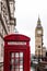 Big Ben and iconic red telephone box in London, United Kingdom