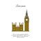 Big Ben and the Palace of Westminster in London color vector icon, sign