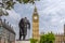 Big Ben and statue of Winston Churchill