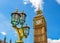 Big Ben and street lamp, London, UK