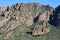 Big Bend National Park cliff face from Window trail; sandstone cliffs and forest scene