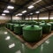 Big Biodigesters tanks inside clean industrial facility. Generative AI image.