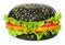 Big black hamburger with chicken cutlet