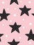 Big Black and Little White Stars on a Light Pink Background.