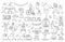 Big black and white vector circus set. Street show animals, tent, artist collection. Amusement holiday line icons pack. Bear on