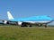 Big blue plane taxing