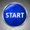Big blue start button on a gray background. 3D style