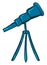 Big blue telescope, illustration, vector