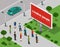 Big board in the city flat 3d web isometric infographic concept