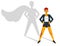 Big boss business woman stands confident serious like superhero vector illustration, girl in business super hero power and