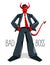 Big boss director with horns like demon or devil stands confident serious and angry vector illustration, bad boss despot and