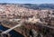 Big Bridge crossing the river in Veliko Tarnovo to an Orthodox Church and old town in a Cliff