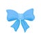 Big bright blue bow made of satin ribbon. Cute decor for gift box. Flat vector element for greeting card or flyer