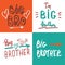 Big brother, Calligraphic Letterings signs set, child nursery printable phrase set. Vector illustration