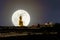 Big Buddha image with supper moon